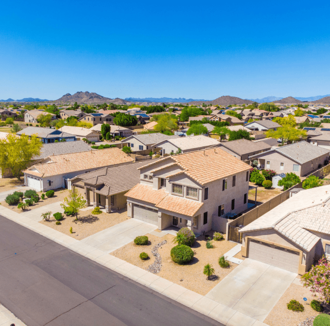 Birds eye view of houses in Glendale